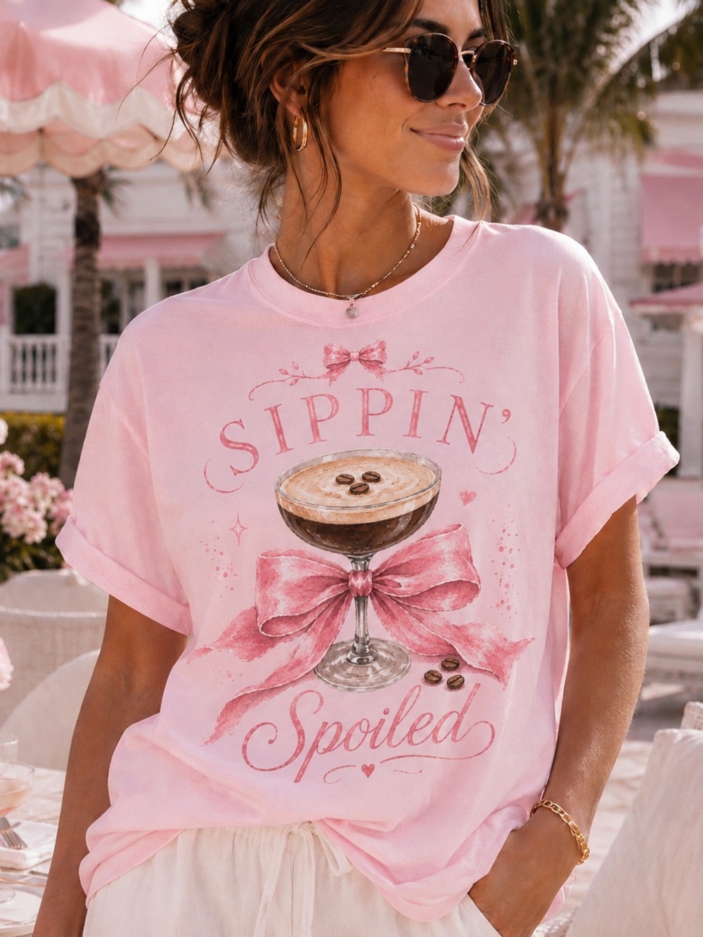 Sippin' Spoiled Pink Graphic Tee S-5x